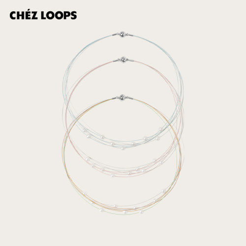 CHEZ LOOPS彩色涟漪珍珠项链原创设计镀金锁骨链多层叠戴生日礼物