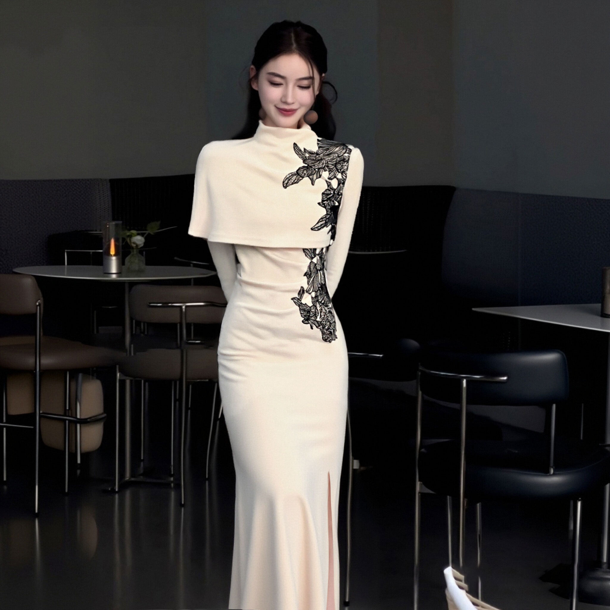 送披肩2026春季新款中式针织连衣裙打底长袖旗袍裙子两件套D4217,女装/女士精品,时尚套装,淘宝优惠券,粉丝福利购,淘宝优惠卷