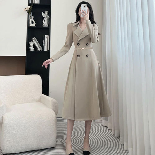 送腰带2026春季新款女休闲时尚商务气质翻领通勤百搭连衣裙QY0069