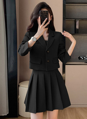 两件套有里布2025春秋款休闲小个子裙子学院风短款西装连衣裙2233