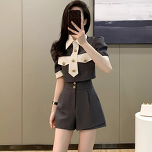 高级感小洋装短裤套装2025夏装学院风气质显瘦女装两件套D1692