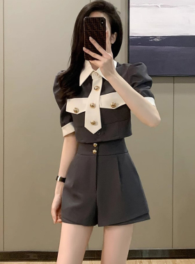 高级感小洋装短裤套装2026夏装学院风气质显瘦女装两件套D1692