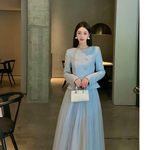 半身裙两件套D3791 外套 有里布2025春秋新款 女复古轻奢风名媛套装