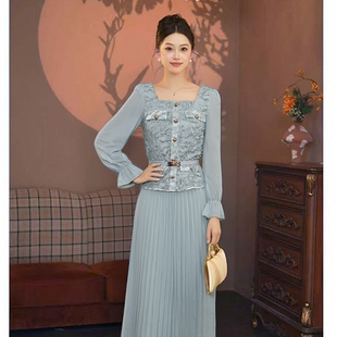 送腰带有里布2025春秋季 两件套D3673 气质女神范高端上衣裙子套装