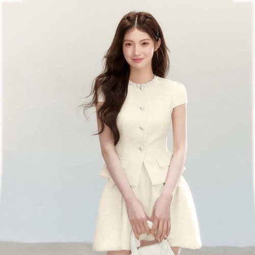 两件套2026夏季新款女法式甜美千金风收腰显瘦上衣短裙套装D6557