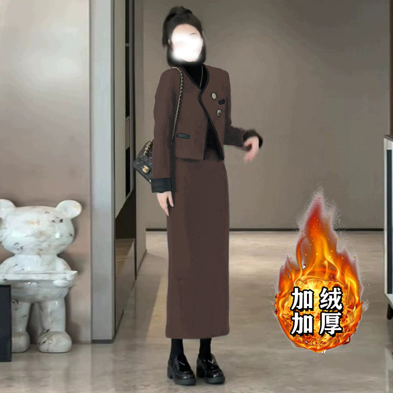 加绒加厚2026春季新款女小香风外套半身裙两件套整套搭配套装6390,女装/女士精品,时尚套装,淘宝优惠券,粉丝福利购,淘宝优惠卷