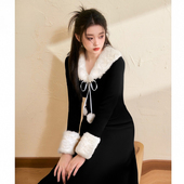 2026春季 新款 女小香风打底裙V领连衣裙收腰显瘦内搭长裙QY0152