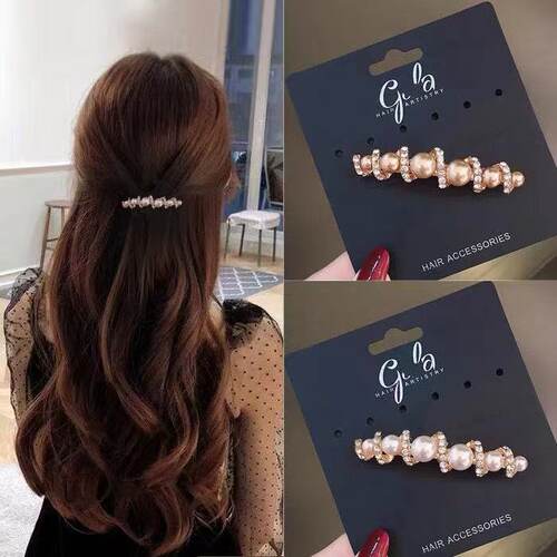 弹簧夹水钻气质珍珠顶夹