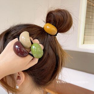 简约亚克力小奶盖椭圆头绳女网红气质丸子头皮筋发绳优雅马尾发圈
