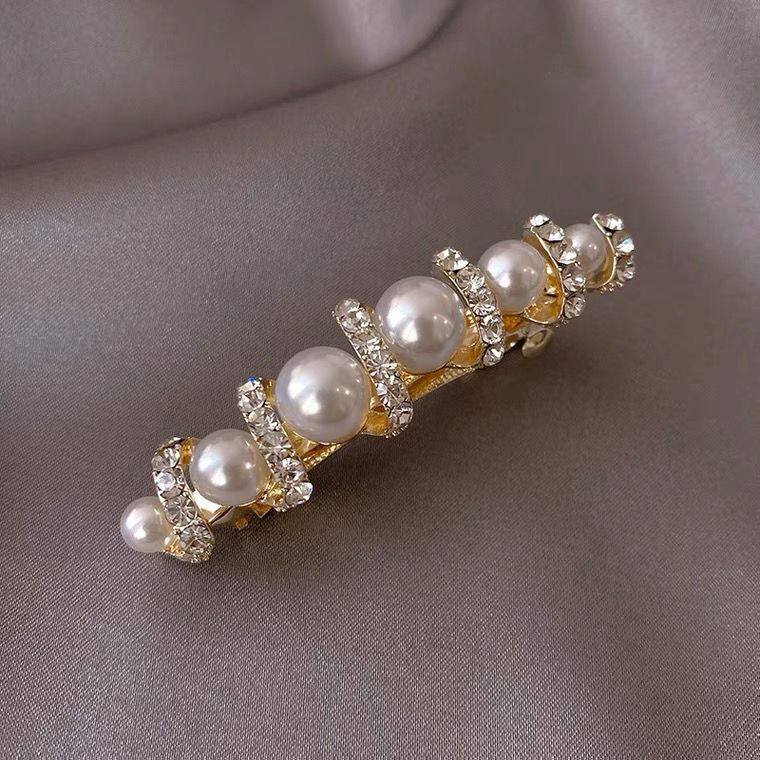 缠绕珍珠发夹时尚优雅后脑勺夹