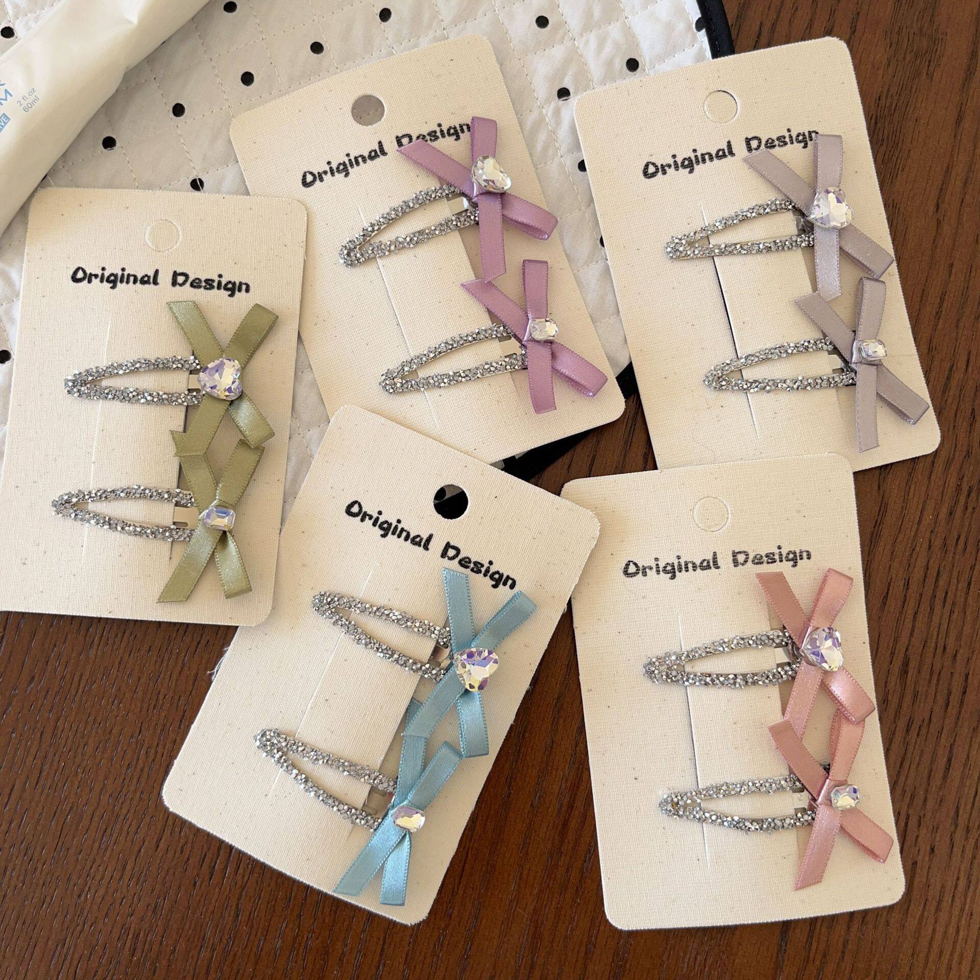 韩式水钻蝴蝶结发夹女侧边刘海夹可爱风多色发饰女童甜美百搭可爱