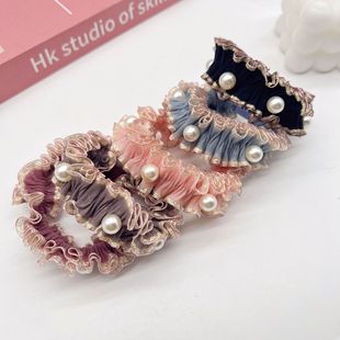 卷糖果韩版百搭头绳珍珠头花发圈简约皮筋发花发饰扎头发盘丸子头