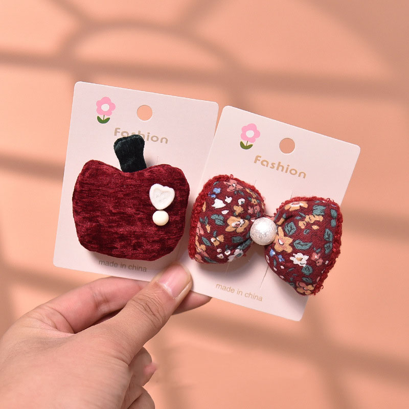 卷糖果儿童头饰布艺爱心碎花发夹