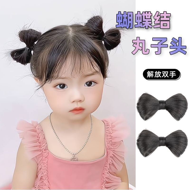 女童黑色假发蝴蝶结发饰
