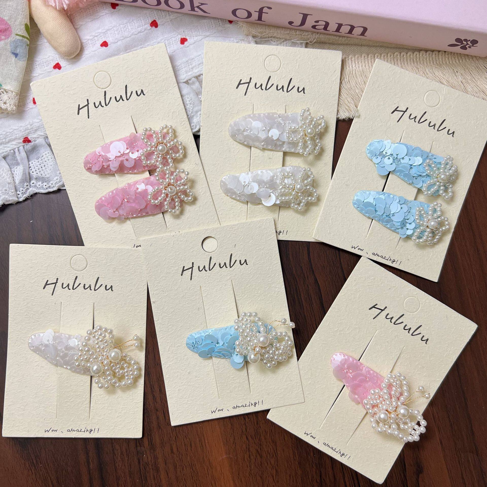 女童春夏甜美仙气花朵珍珠发夹女甜美手工水晶发卡少女头饰发饰