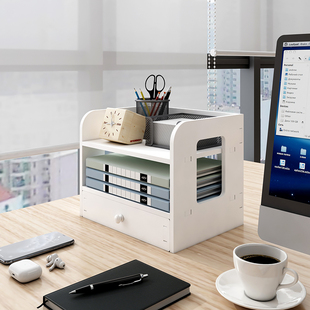 A4文件置物架收纳盒办公室桌面多层文件框桌上三层资料档案归类架