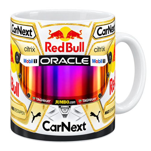 RedBull维斯塔潘金色头盔图案马克杯陶瓷咖啡杯赛车迷水杯