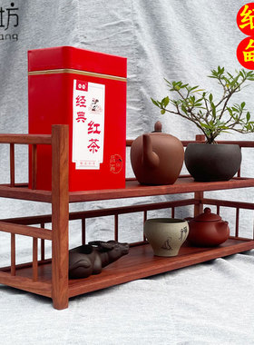 缅甸花梨木茶水架实木多宝格博古架茶具收纳置物架客厅茶室壶架
