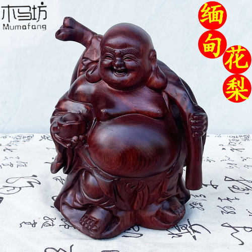缅甸花梨木原木整木摆件木雕佛
