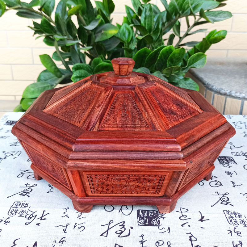 小叶紫檀糖果盒血檀摆件干果盒