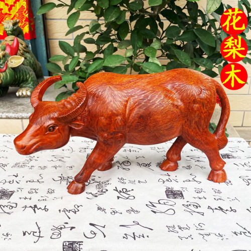 花梨木木雕工艺品红木精雕水牛
