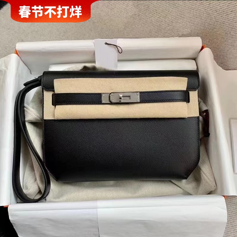 2025新款真皮凯莉包腋下包复古邮差包大容量高级感手提单肩斜挎包