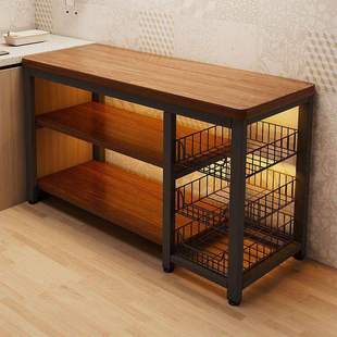 厨房微波炉置物架家用落地多层多功能菜篮子切菜工作台收纳架边桌