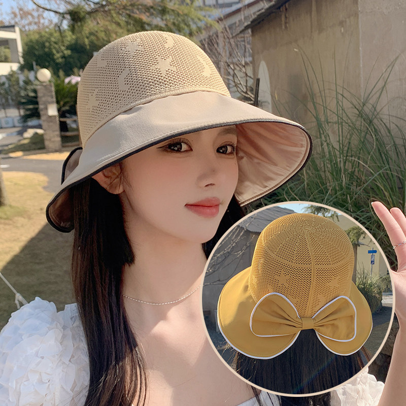 遮阳帽防晒时尚女夏季大檐蝴蝶结