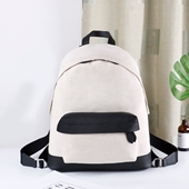 时尚 潮流双肩包麻麻布搭配牛皮机车包户外登山平时出行大容量包包