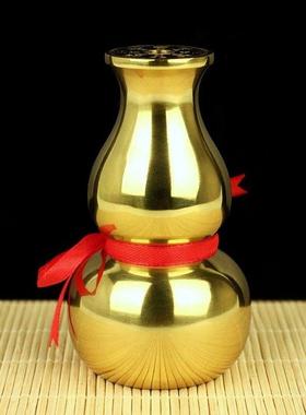 佛具纯铜光身葫芦花瓶佛堂居家玄关客厅招财风水摆饰观音插花净瓶