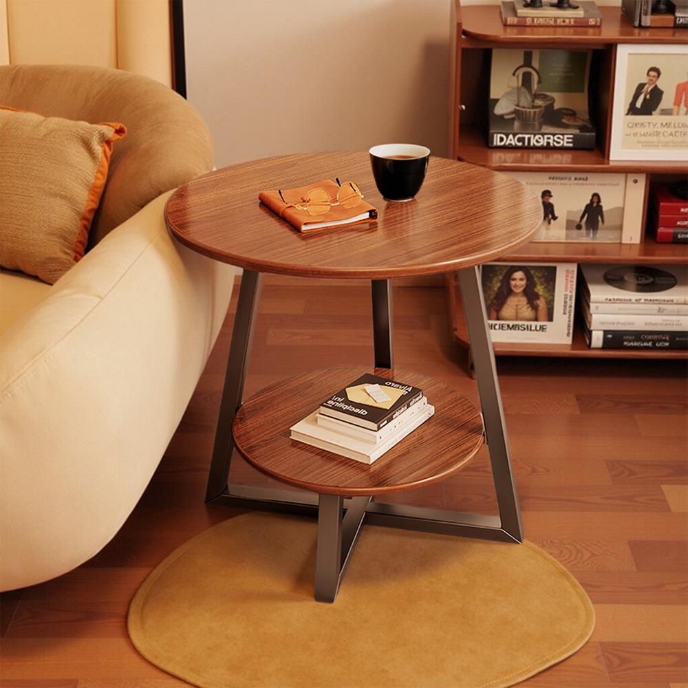 中古小茶几桌子客厅家用沙发边几复古迷你阳台茶桌小圆桌置物架