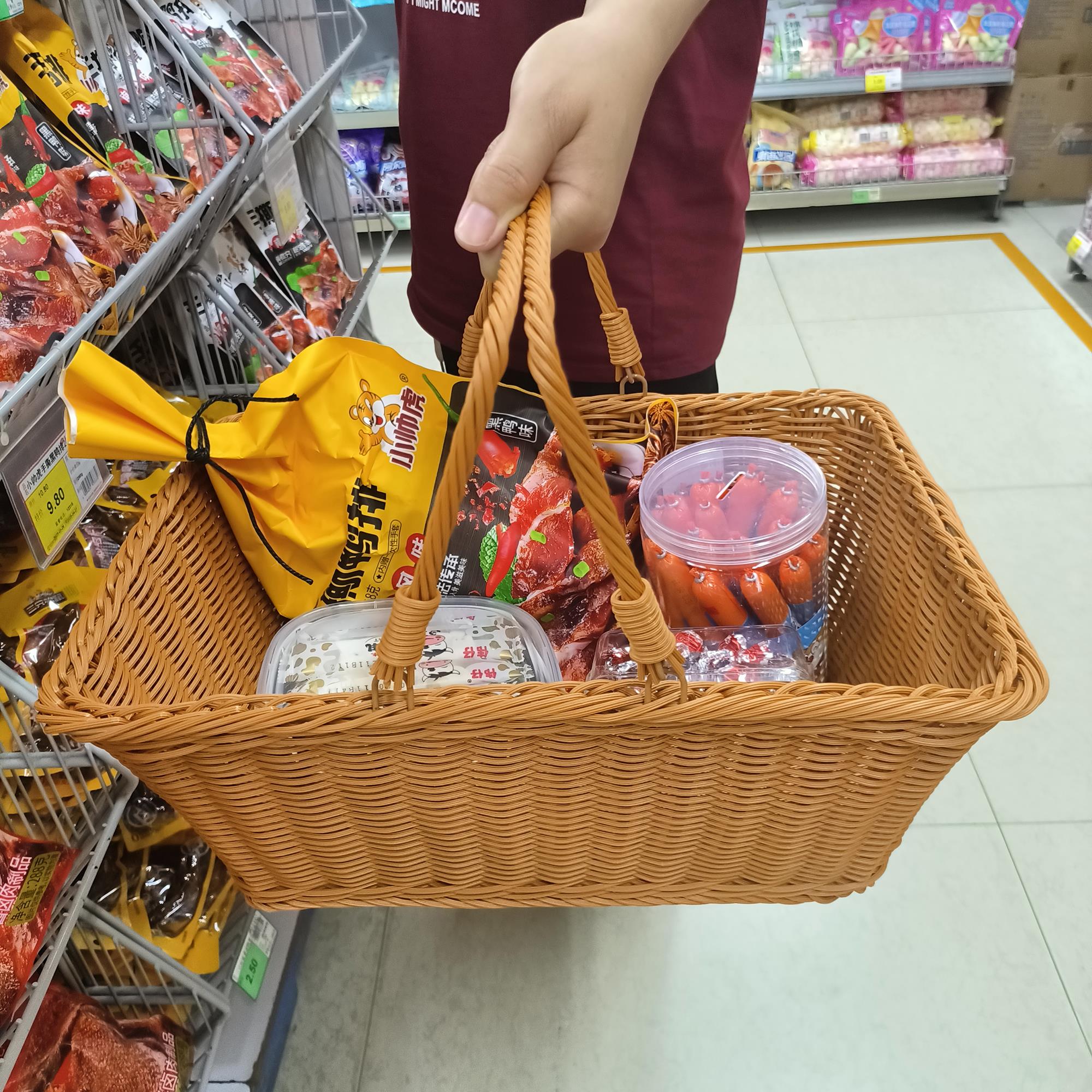 藤编水果篮野餐篮竹编篮买菜篮子购物篮手工编菜蓝子藤编