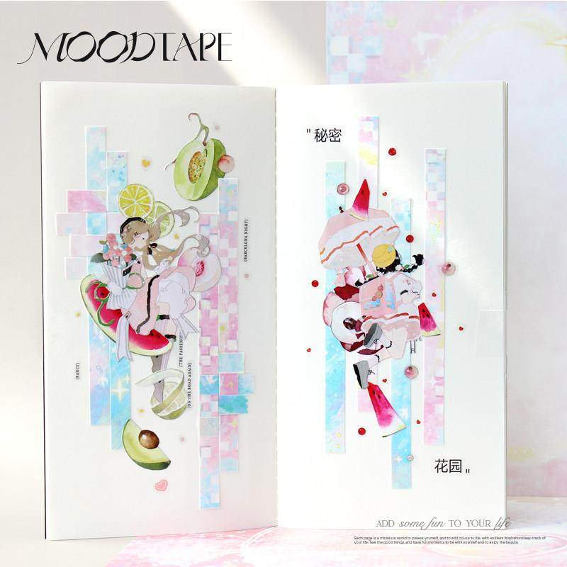 moodtape.风漾粉樱人物原创手帐胶带咕卡贴纸pet和纸景物胶带文具