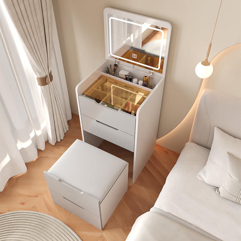 化妆台卧室迷你翻盖化妆桌镜子一体化妆台小户型45cm收纳柜收纳柜