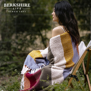 BERKSHIRE伯克希尔 户外旅行露营毯保暖流苏沙发毯午休盖毯毯子