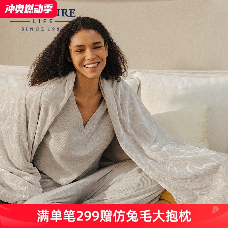 berkshire伯克希尔 丝绒毛毯四季保暖单人毯卧室盖毯午休毯小毯子