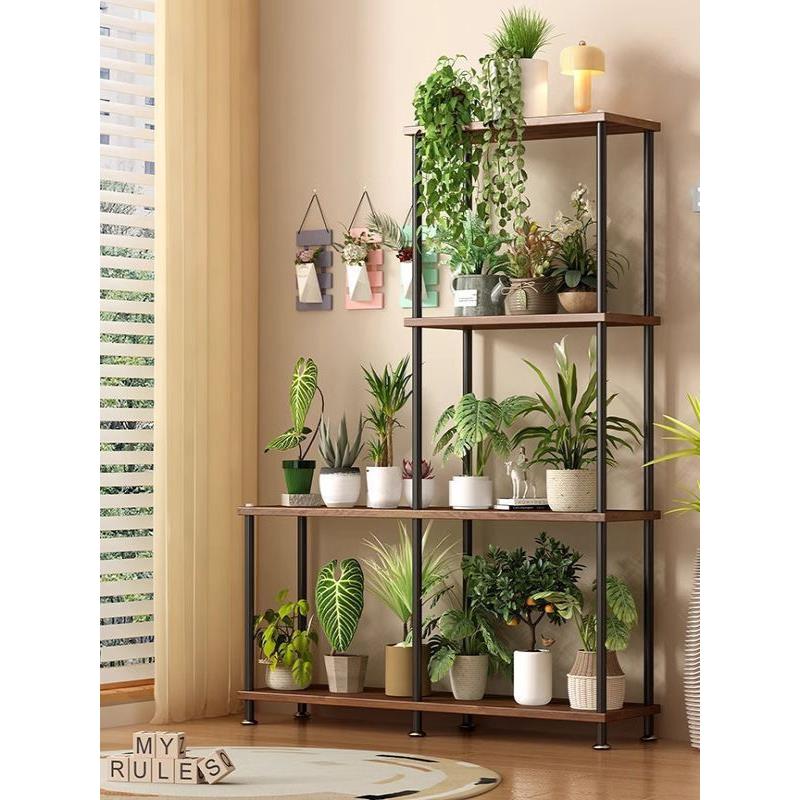 花架子阳台置物架铁艺花盆层架可移动客厅落地带轮花盆架室内家用