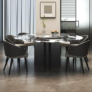 意式 轻奢大理石餐桌椅组合现代简约小户型高档圆形吃饭桌家用别墅