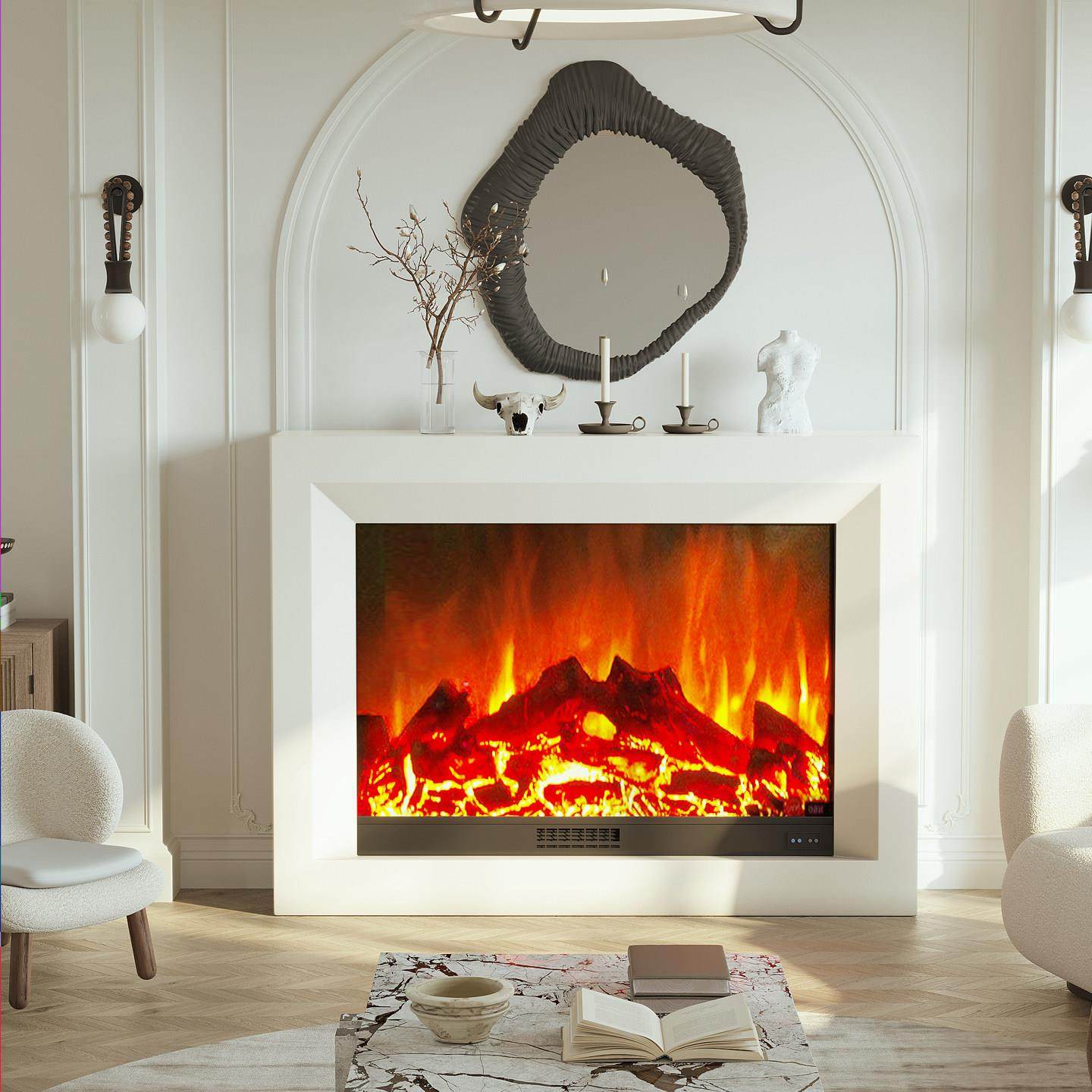 法式壁炉装饰柜仿真火焰电子壁炉芯家用客厅玄关置物柜取暖定制