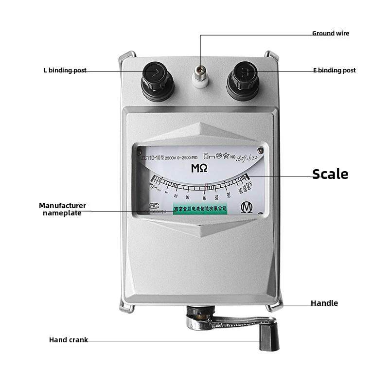 南京金川兆欧表 ZC11D-10铝壳2500V2500MΩ 绝缘电阻表 电工摇表