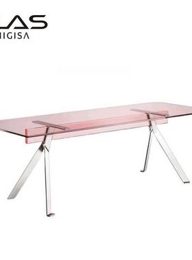 GLAS MIGISA意式极简玻璃餐桌家用长方形饭桌高级感会议桌书桌