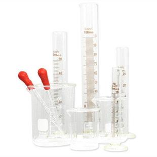 100 毫升玻璃烧杯量筒套装 3个烧杯 2个胶头滴管 4个量筒