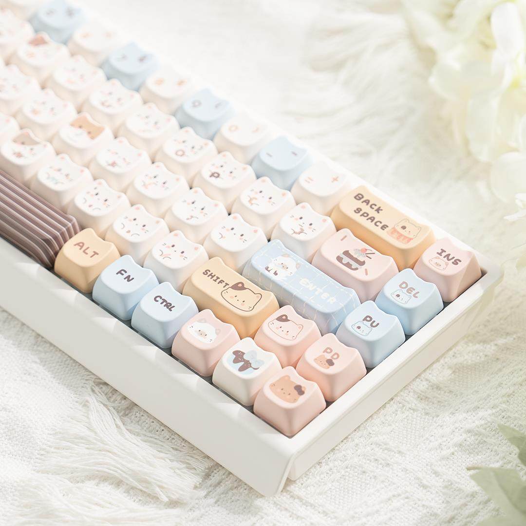 三模无线机械键盘 蓝牙68键客制化套件 水蜜桃轴静音设计 麻将音
