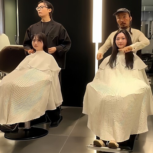 2025韩版高院长同款百褶剪发围布