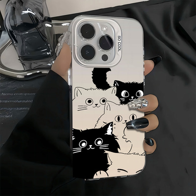 黑白猫咪华为系列彩银壳男款个性