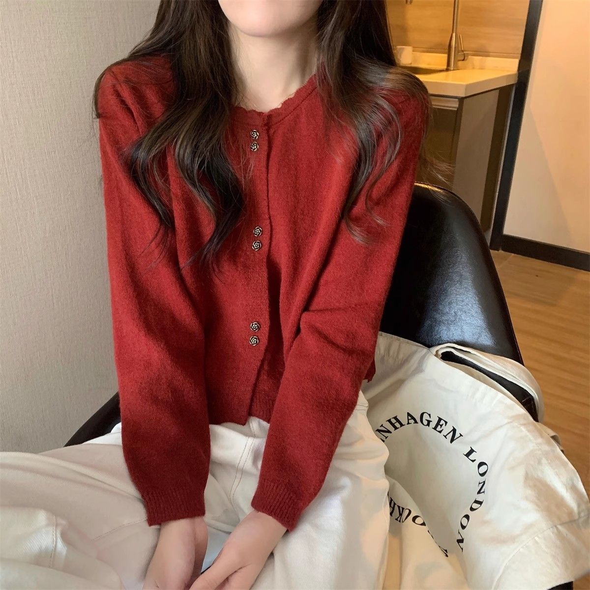 春秋季新款针织开衫毛衣女宽松韩短外套