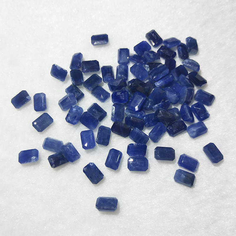 天然无处理蓝宝石长方形倒角4*6mm首饰镶嵌配石厂家可出