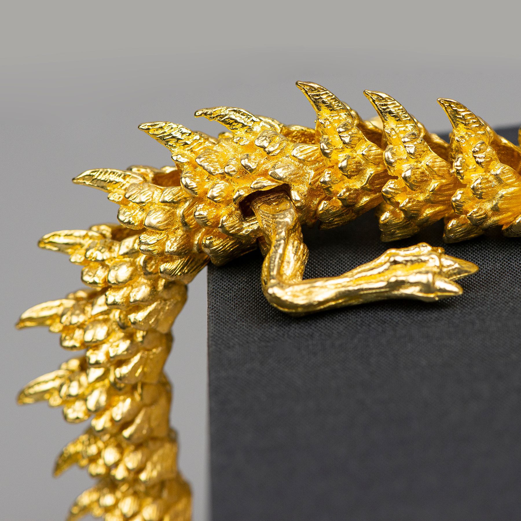 复古黄铜黄金龙手把件3D立体可活动神龙展厅桌面装饰古玩神龙