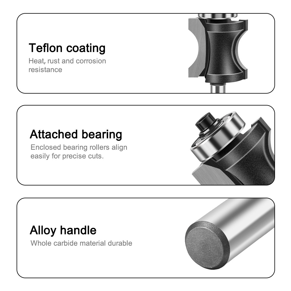 轴承平底弧型刀雕刻机木板圆角刀木工铣刀楼梯地板刀锣铣刀