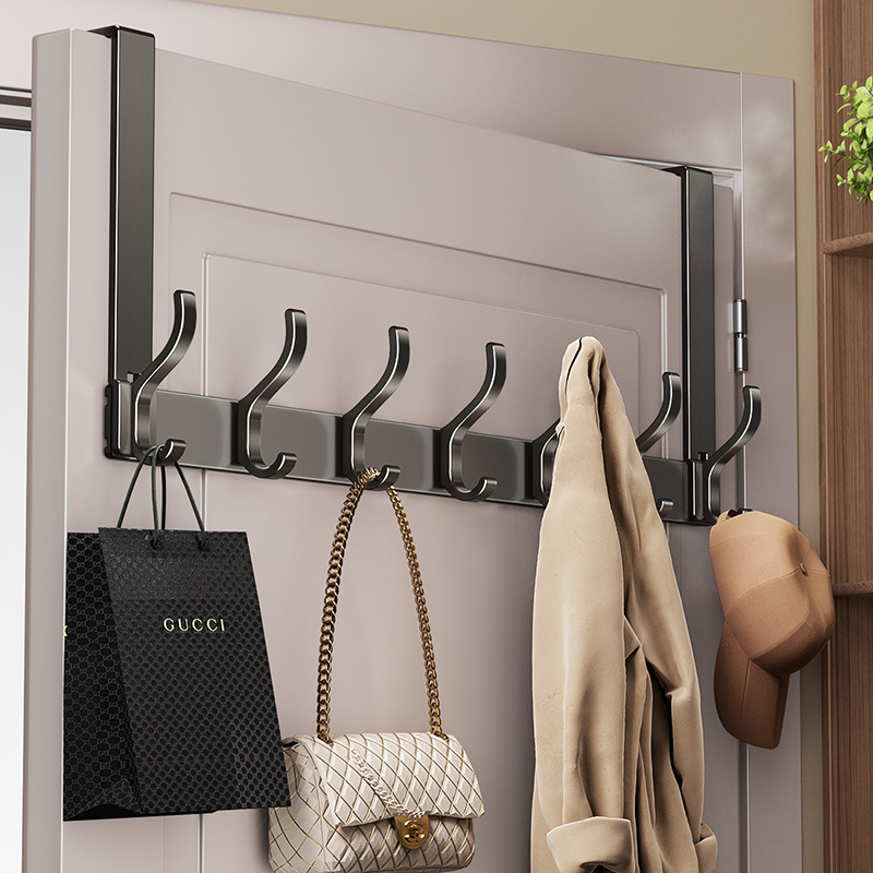 蓝藤太空铝门后挂钩挂衣钩免打孔衣服挂架入户门背式收纳置物架子